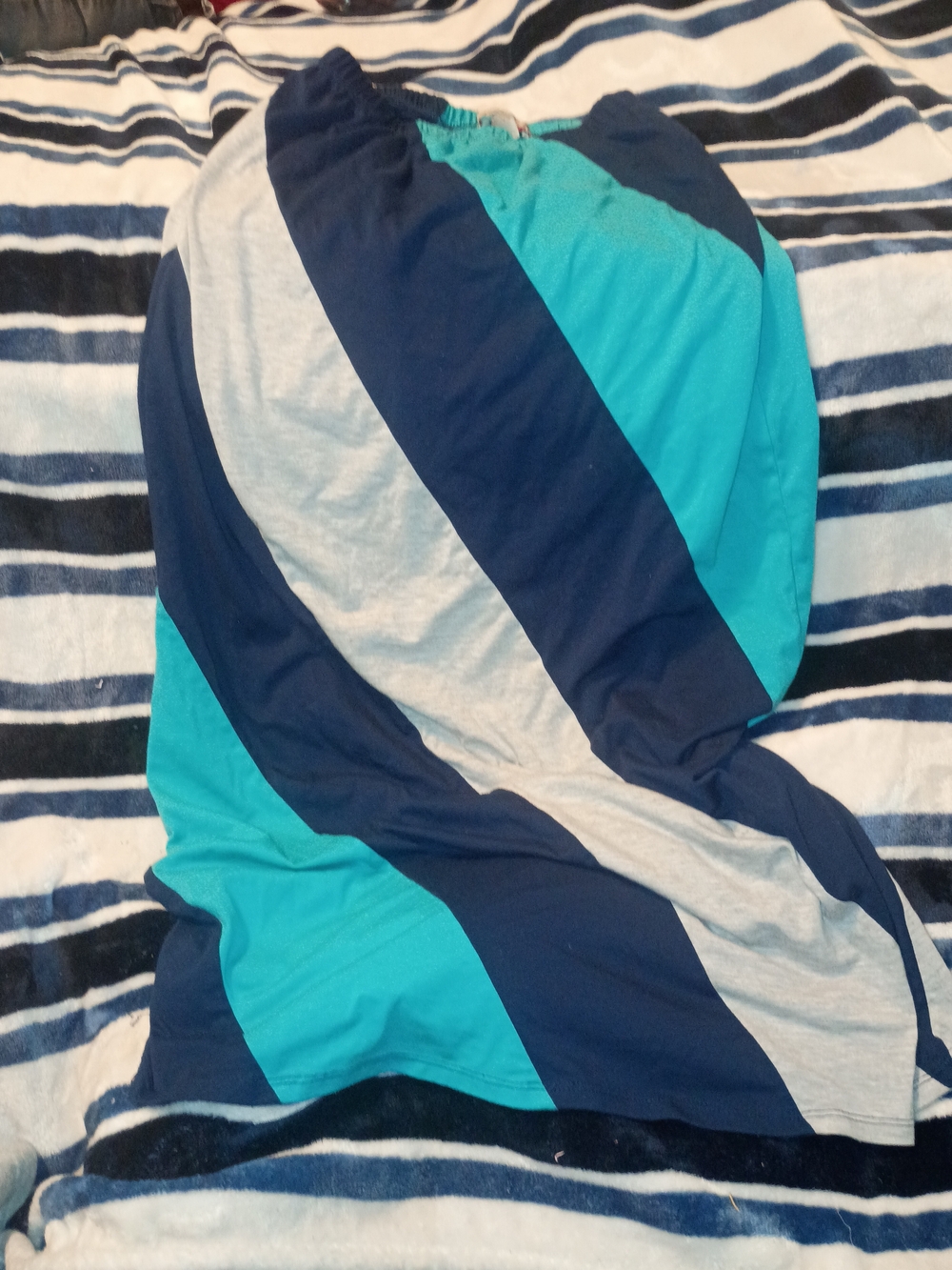 Speechless Blue Teal Gray Colorblock Skirt